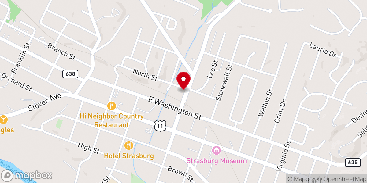 Map showing location of Fox's Pizza Den