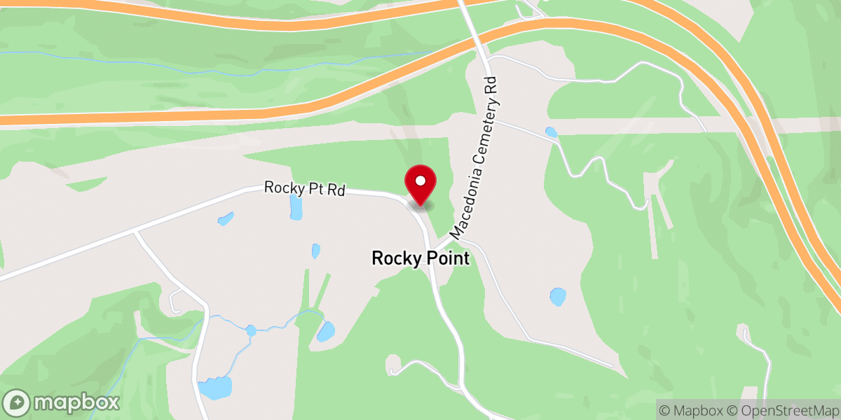 Map showing location of Rocky Point Baptist Church