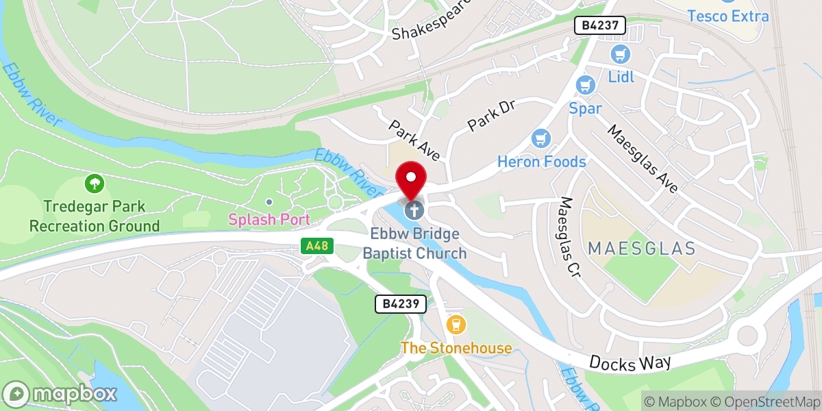 Map showing location of Ebbw Bridge Baptist Church