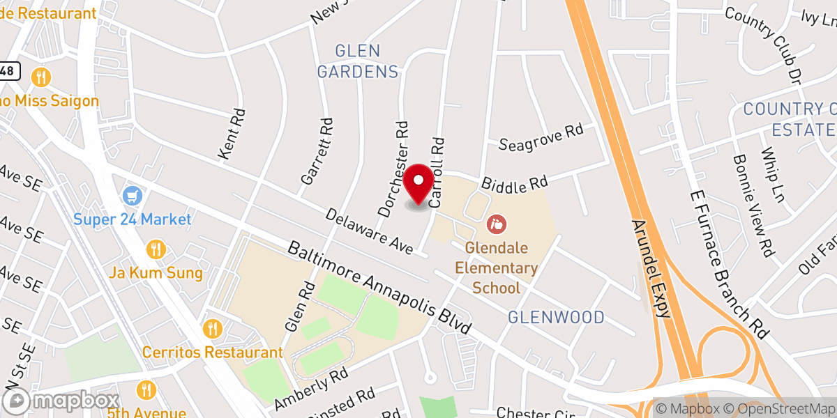 Map showing location of Glen Burnie Spanish Seventh-day Adventist Church