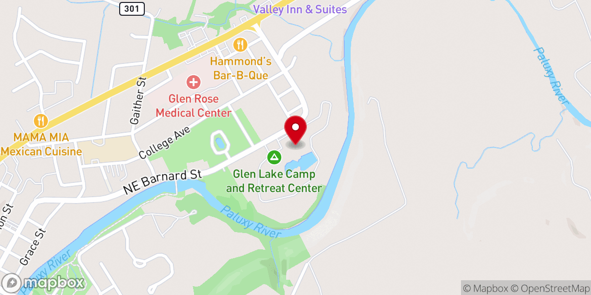 Map showing location of Glen Lake Camp and Retreat