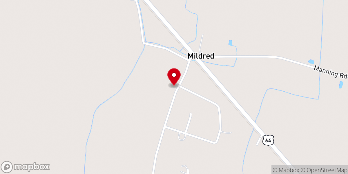 Map showing location of Mildred Missionary Baptist Church
