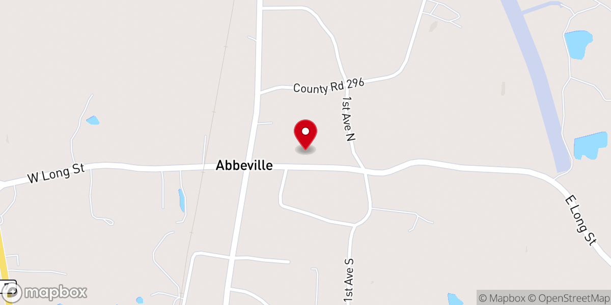 Map showing location of First Baptist Church of Abbeville