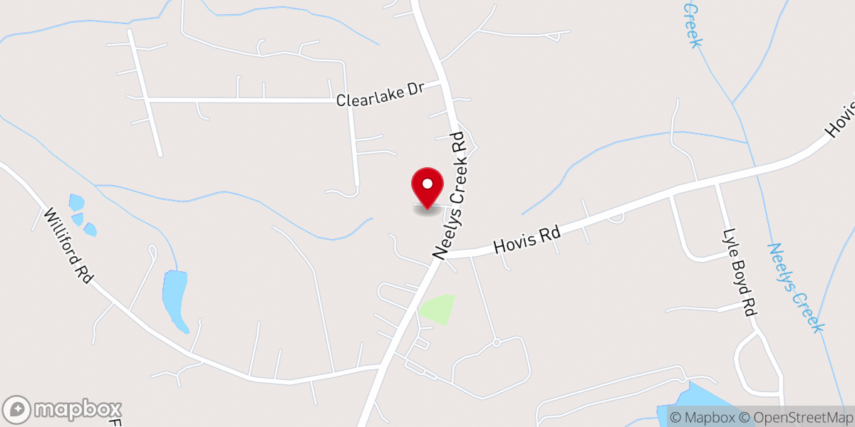 Map showing location of New Hope Baptist Church