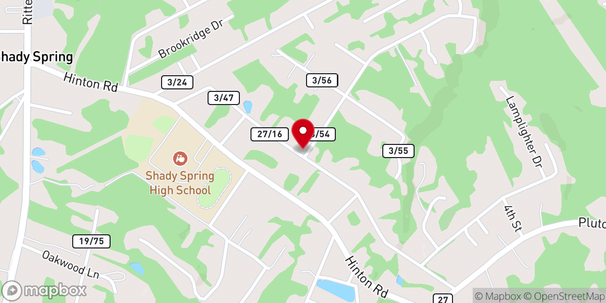 Map showing location of Shady Spring Church of Christ