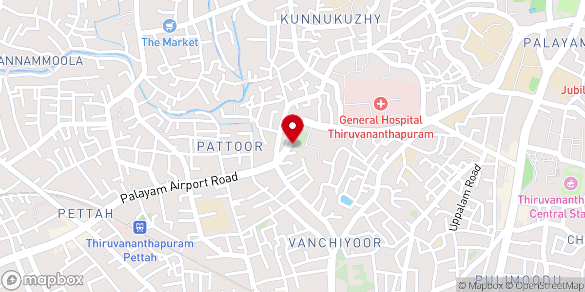 Map showing location of St. Thomas Mar Thoma Syrian Church, Pattoor, Thiruvananthapuram