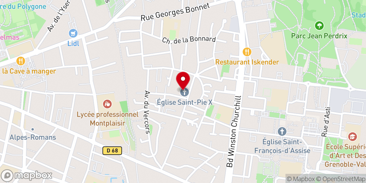 Map showing location of Paroisse Notre Dame des Peuples
