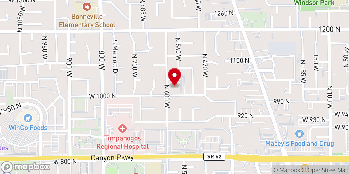 Map showing location of Timpview Stake Center