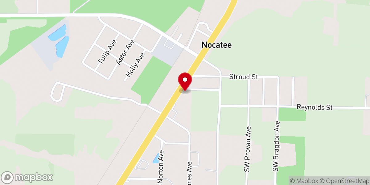 Map showing location of Nocatee Baptist Church Historical Marker