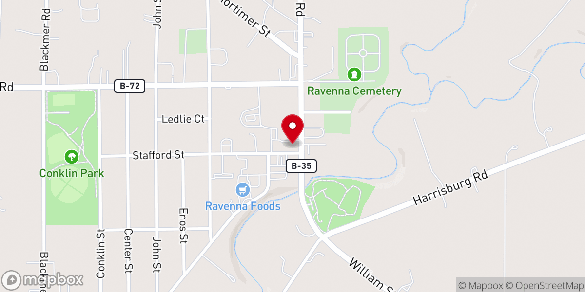 Map showing location of Ravenna
