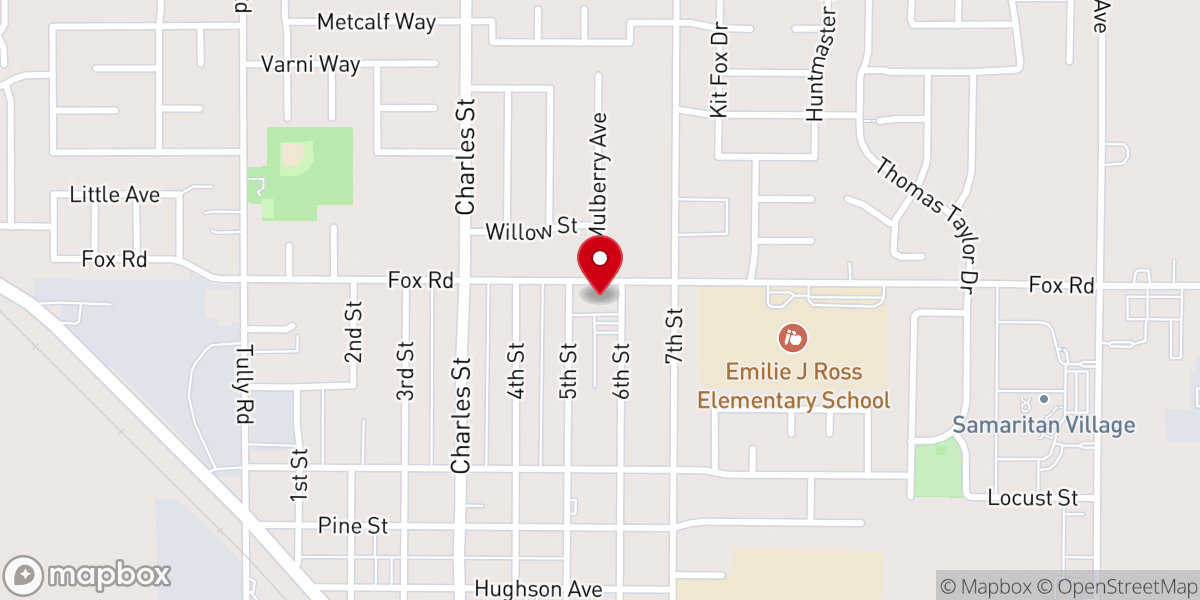 Map showing location of Hughson United Methodist Church