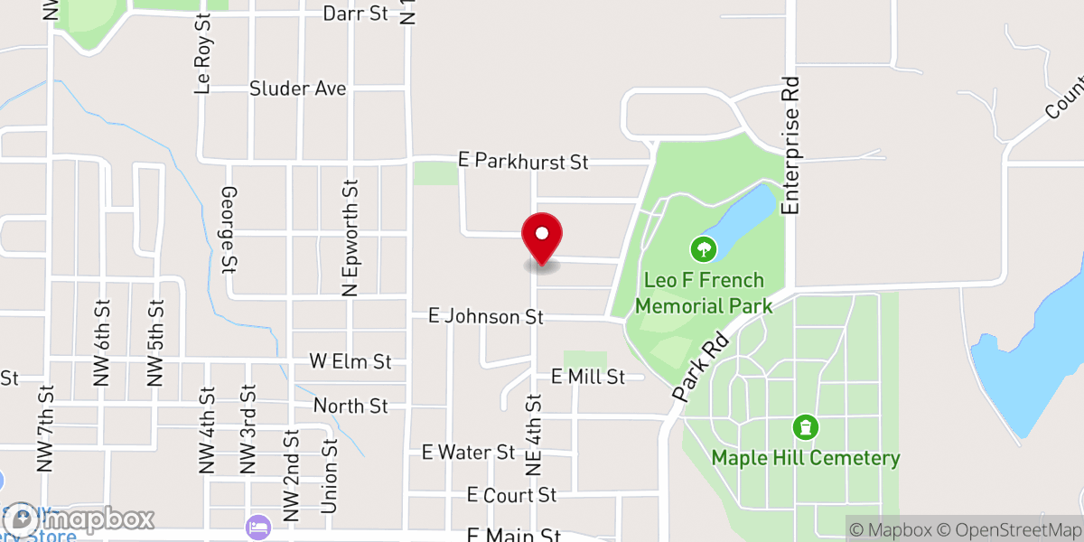 Map showing location of Apostolic Faith Church on the Hill