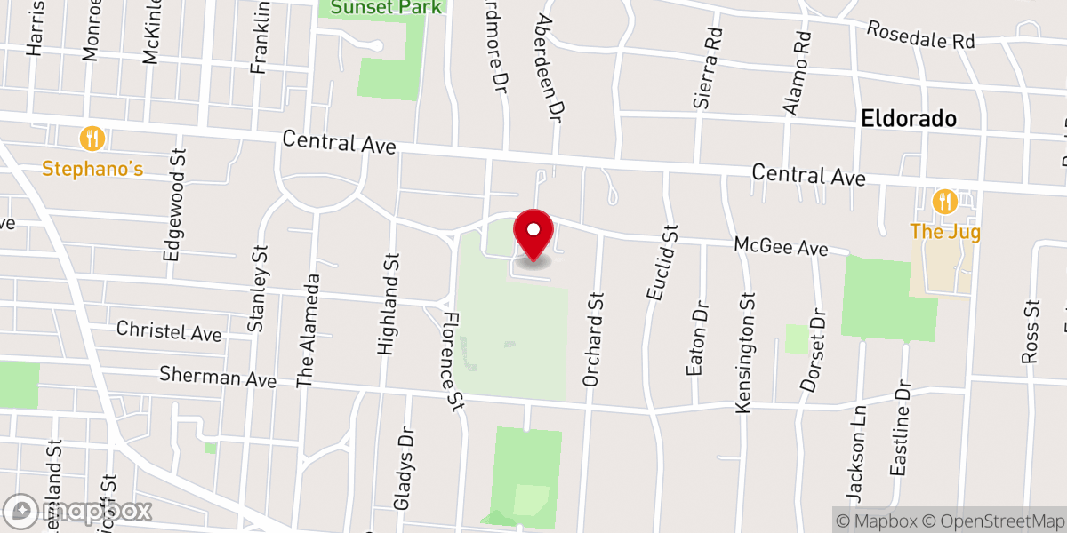 Map showing location of The Oaks Community Church