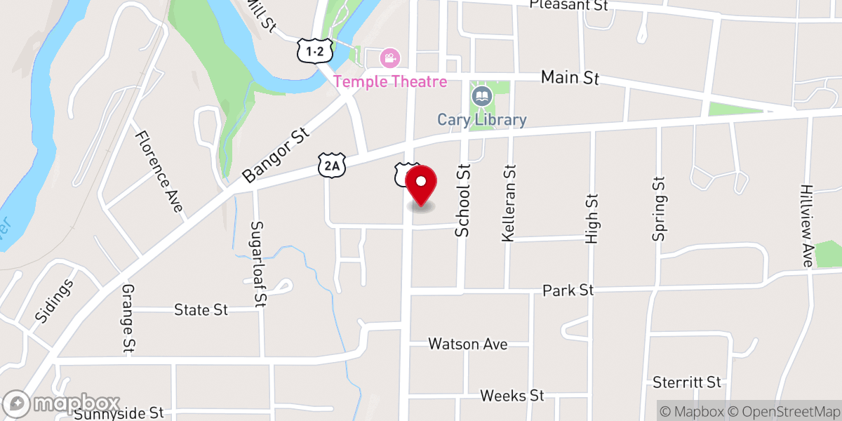 Map showing location of First Baptist Church of Houlton
