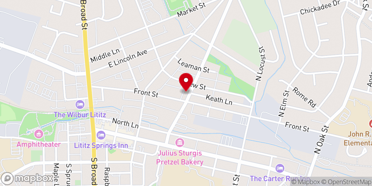 Map showing location of Lititz Mennonite Church