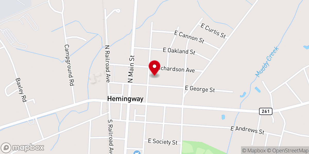 Map showing location of First Baptist Church