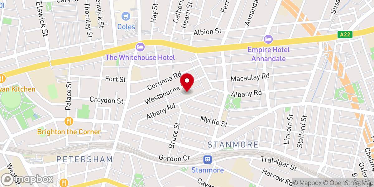 Map showing location of Stanmore Baptist Church