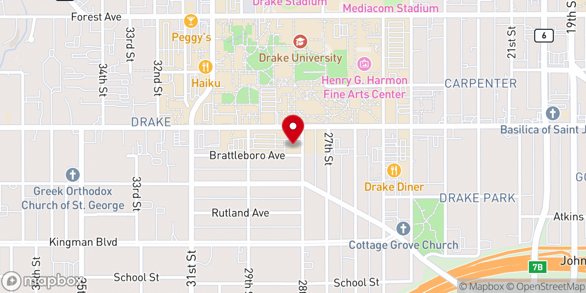 Map showing location of St. Catherine of Siena Catholic Church and Student Center