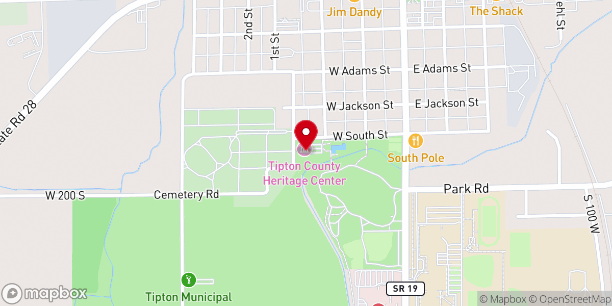 Map showing location of Tipton County Historical Society
