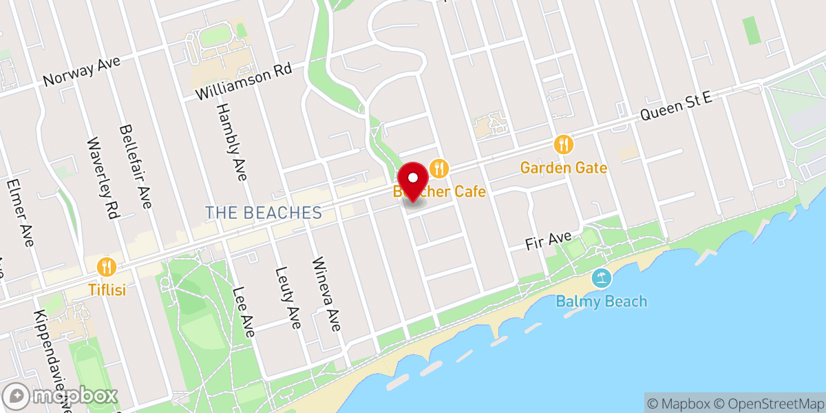 Map showing location of Beaches Presbyterian Church