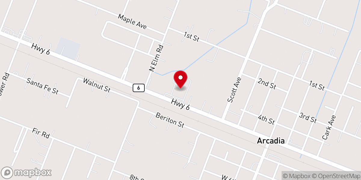 Map showing location of Arcadia First Baptist Church