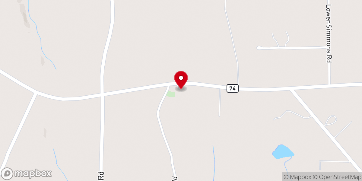Map showing location of Little Rogers CME Church