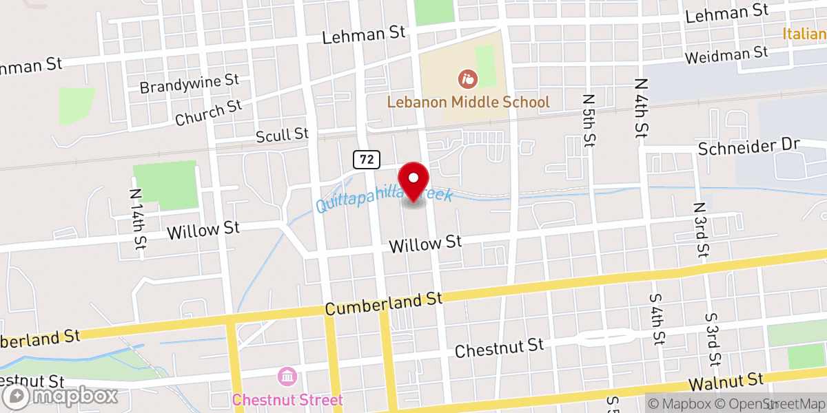 Map showing location of Life Center Lebanon
