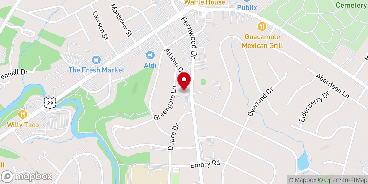 Map showing location of Fernwood Baptist Church