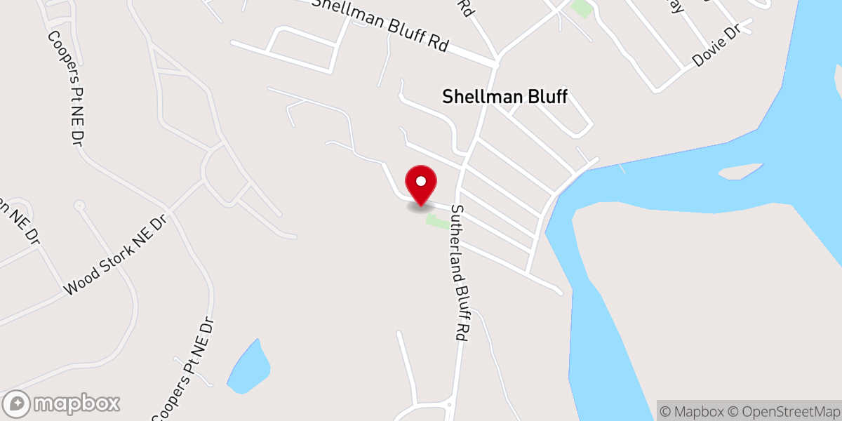 Map showing location of Shellman Bluff Baptist Church