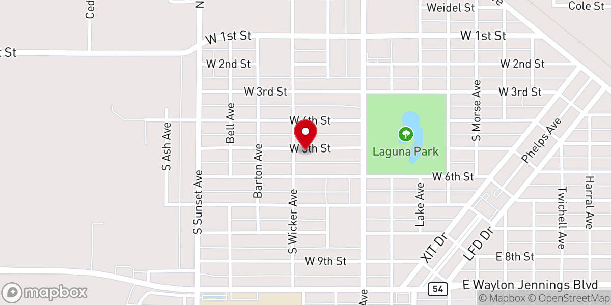 Map showing location of Parkview Baptist Church