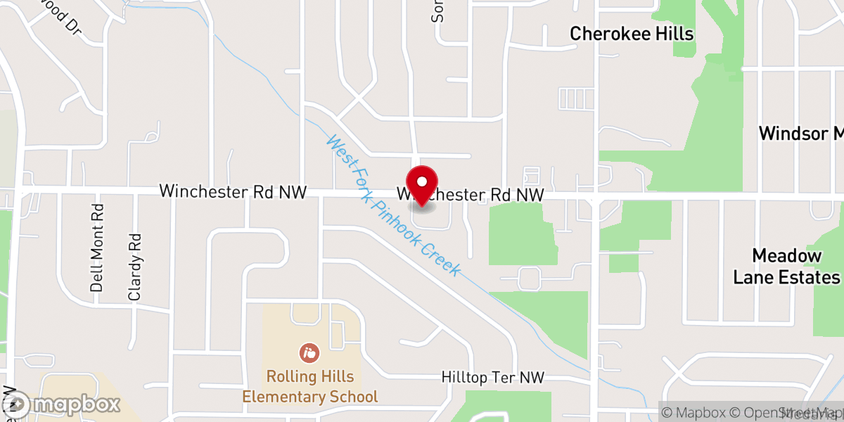 Map showing location of North Hills Christian Church