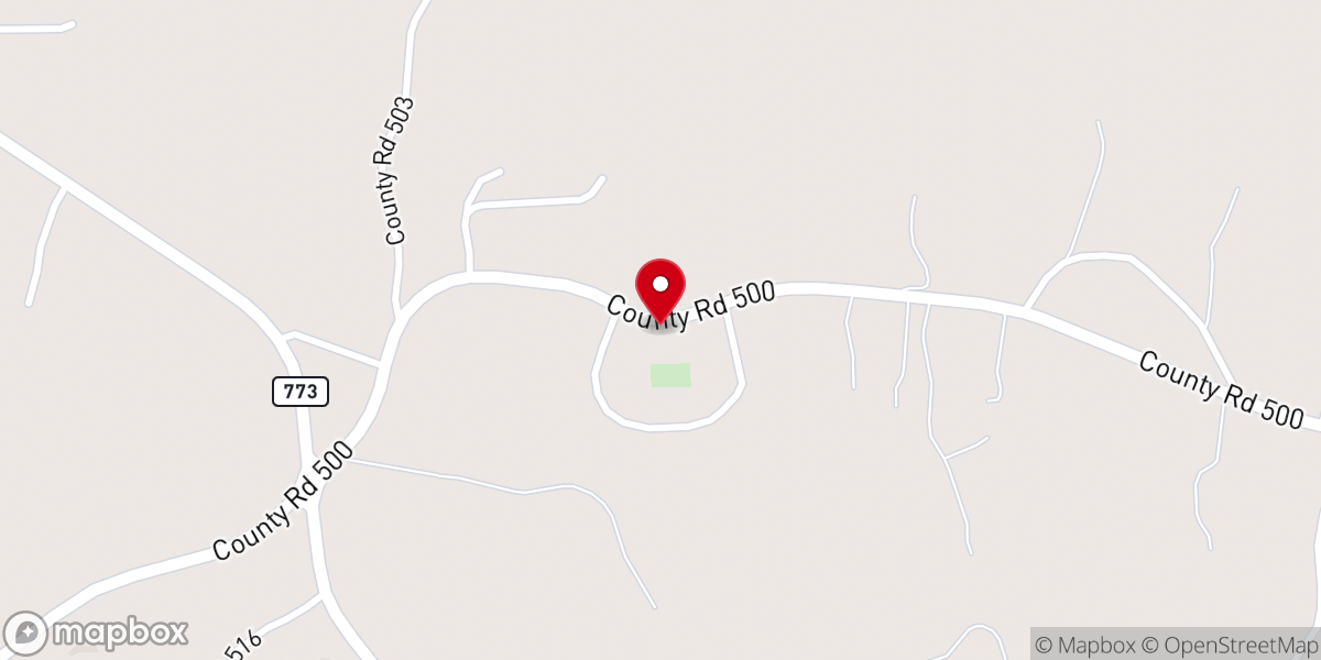 Map showing location of Mt. Moriah Baptist Church, Ripley, MS 38663