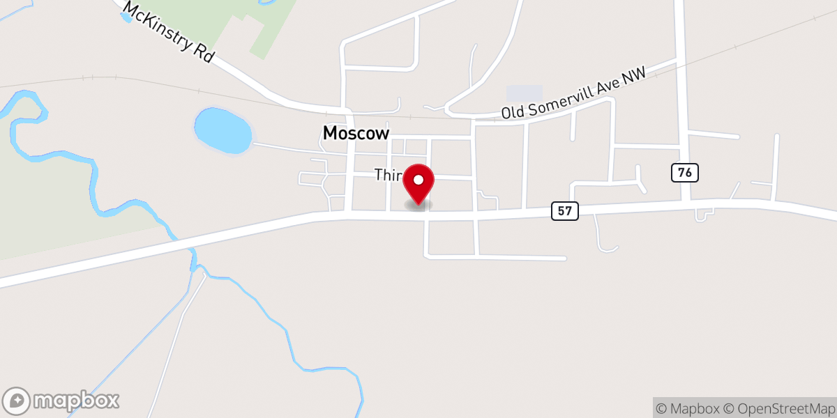 Map showing location of Moscow Wesleyan Methodist Church