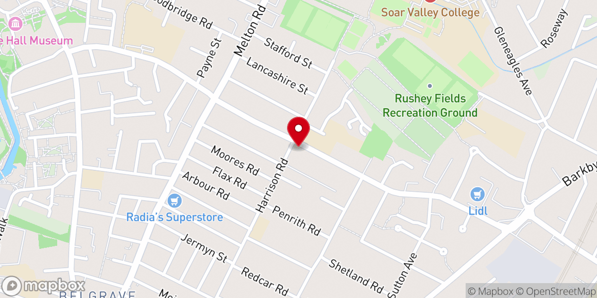 Map showing location of Harrison Road Methodist Church