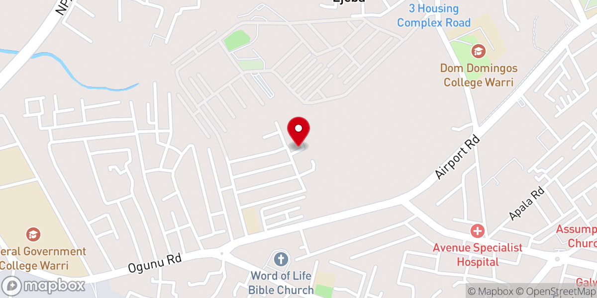 Map showing location of Peace Baptist Church, by End of Efesoma Str off Kosini