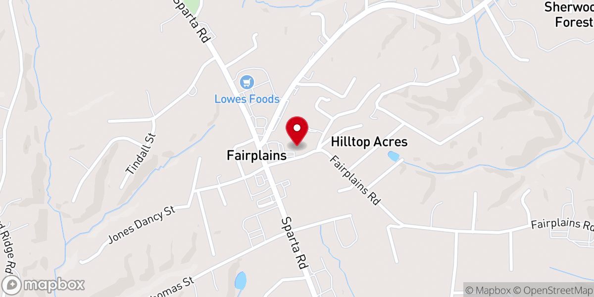 Map showing location of Hilltop Baptist Church