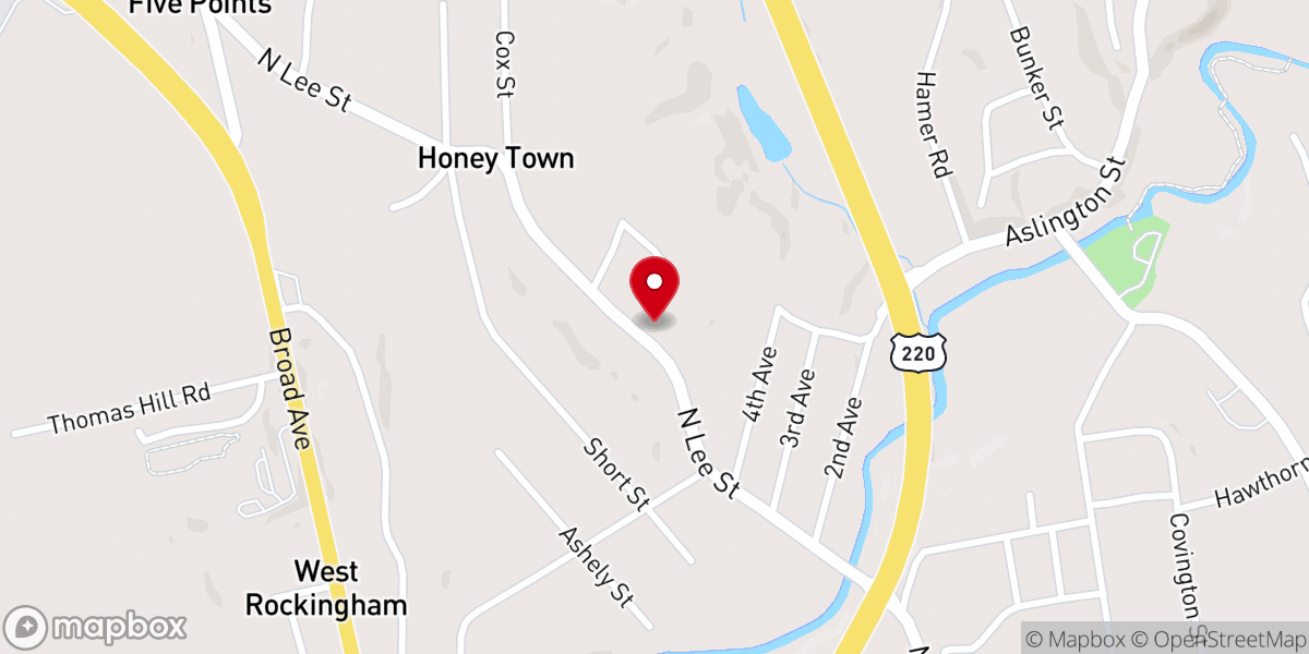 Map showing location of Rockingham Wesleyan Church