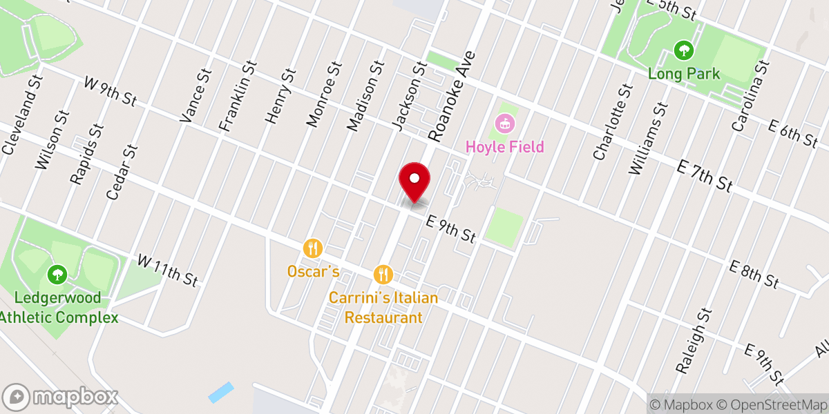 Map showing location of First Christian Church
