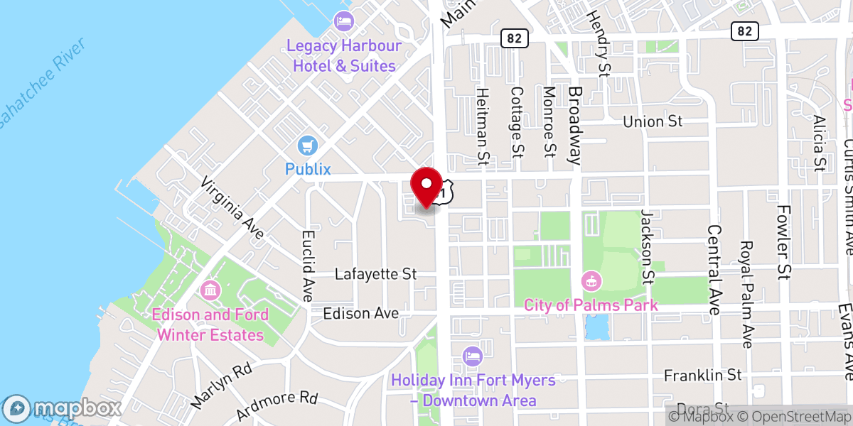 Map showing location of Lagoinha Fort Myers Church