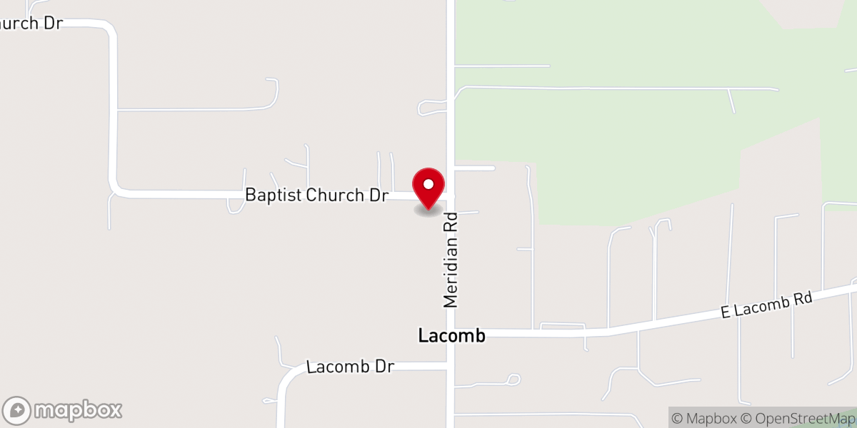 Map showing location of Lacomb Bible Church
