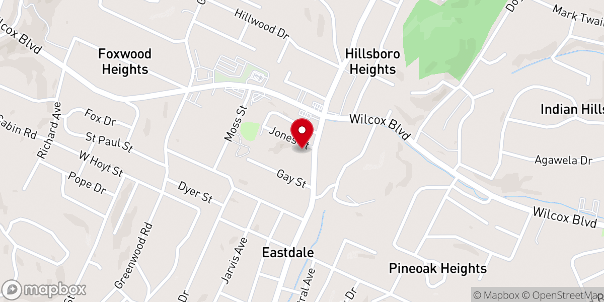 Map showing location of Eastdale United Methodist Church