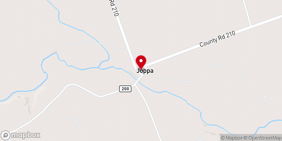 Map showing location of Joppa Church