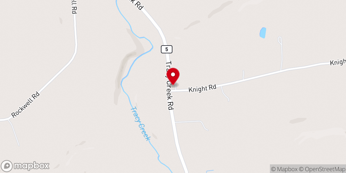 Map showing location of Tracy Creek Memorial Church