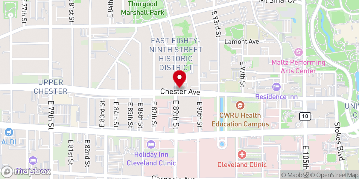 Map showing location of University Church of Christ