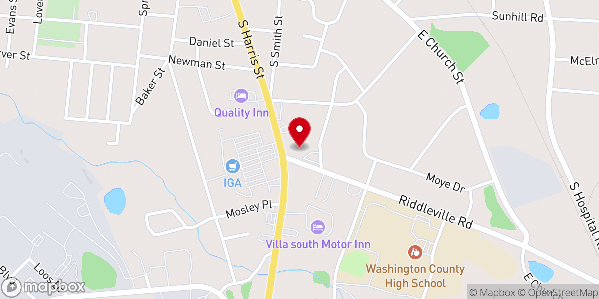 Map showing location of First Church of the Nazarene