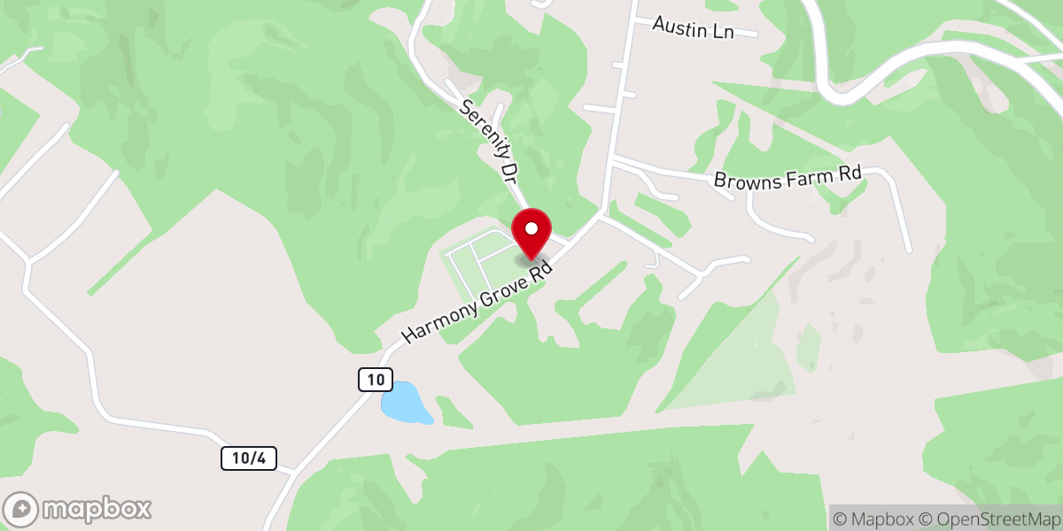 Map showing location of Harmony Grove Baptist Church