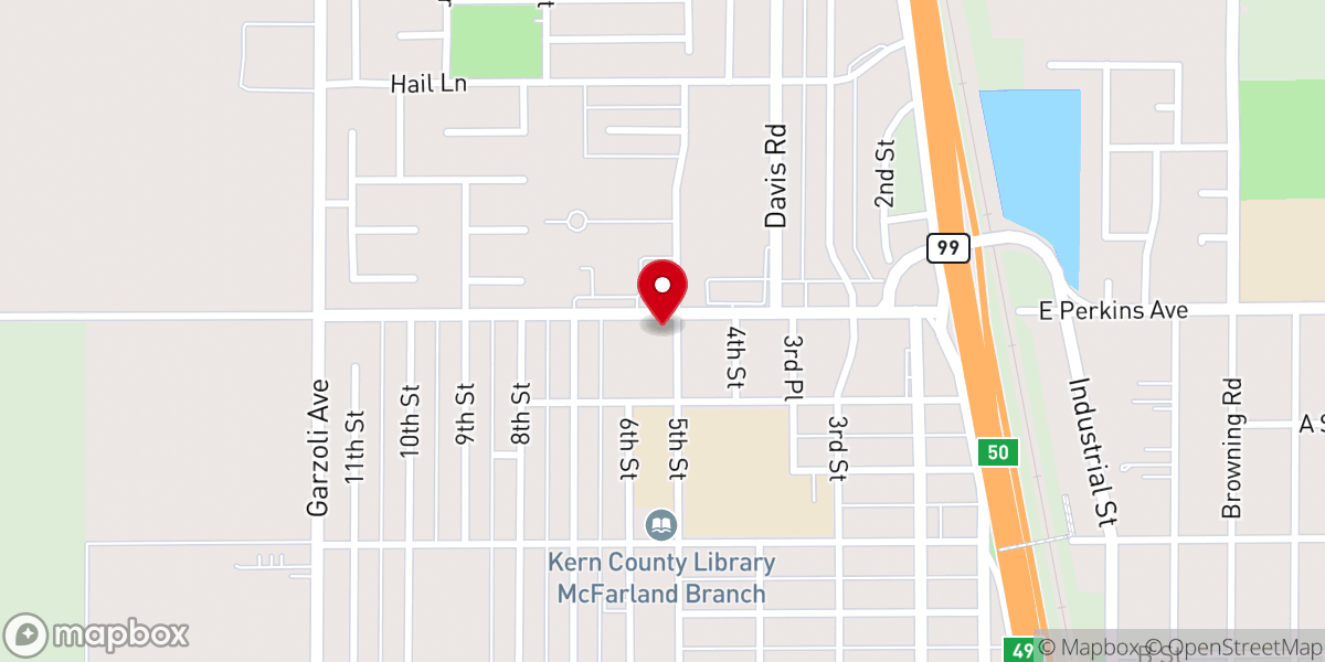 Map showing location of Family Life Worship Center, McFarland, CA