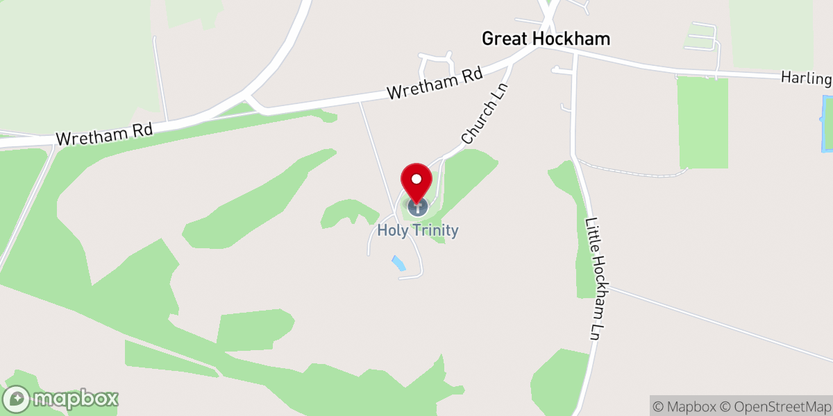 Map showing location of Great Hockham Church, Holy Trinity