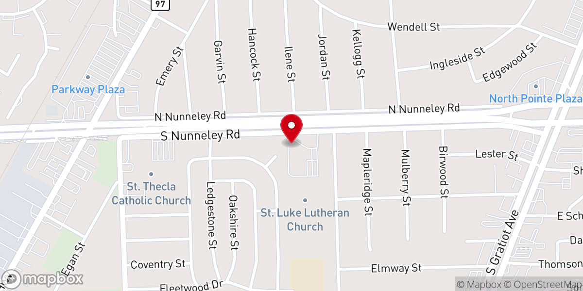 Map showing location of St. Luke Lutheran Church