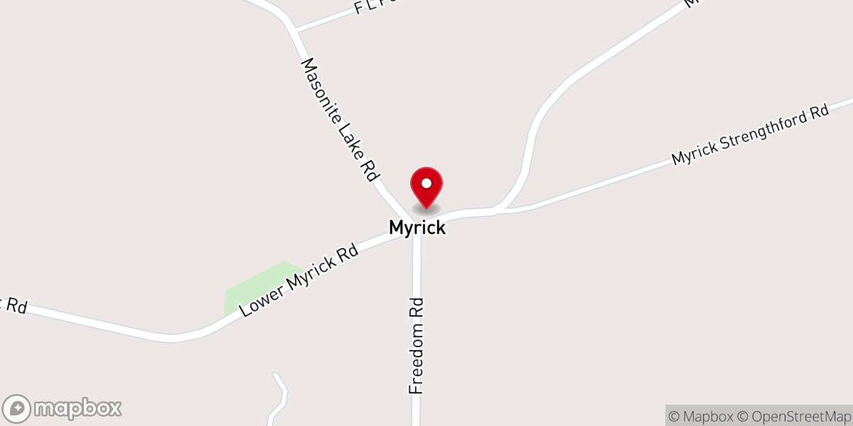 Map showing location of First Baptist Church Myrick